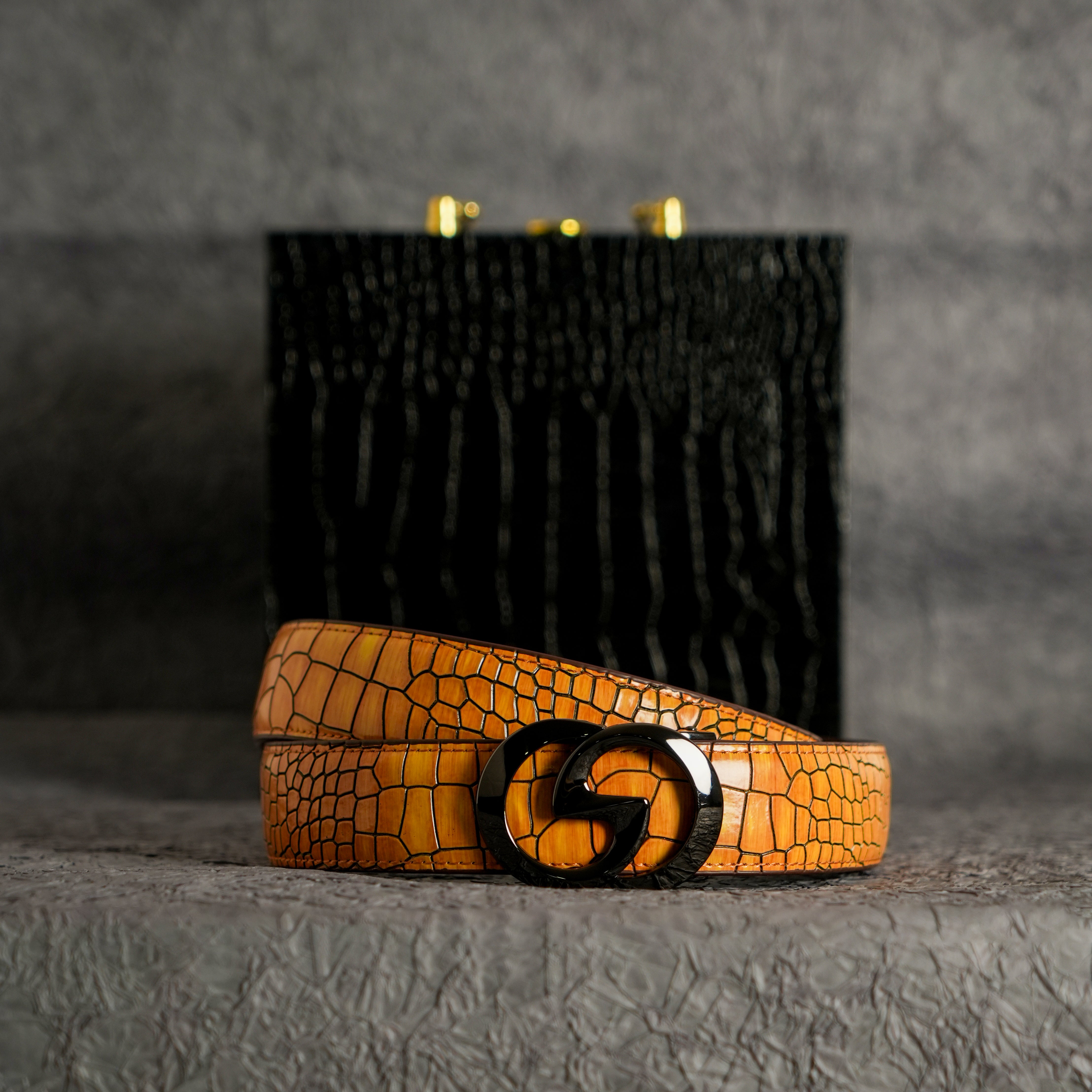 TORTOISE CRACK VEGETABLE TANNED 100% LEATHER BELT WITH CLASSIC BUCKLE